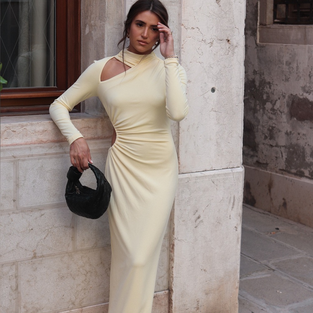 Elegant Cream Cut-Out Dress
